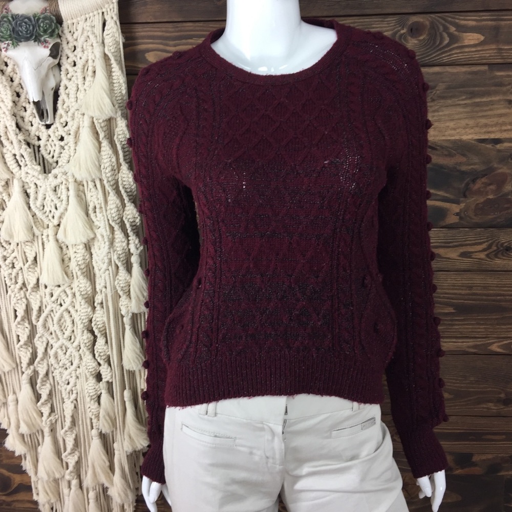 Cotton On |‎ Bauble Braided Cable Knit Sweater Burgundy Maroon